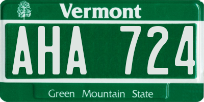 VT license plate AHA724