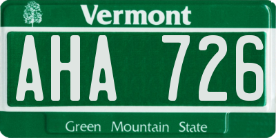 VT license plate AHA726