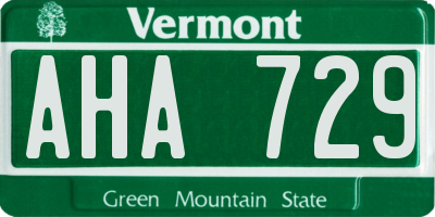 VT license plate AHA729