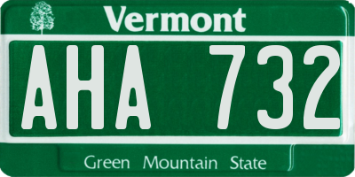VT license plate AHA732
