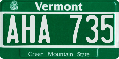 VT license plate AHA735
