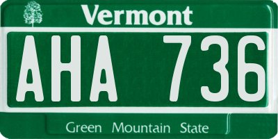 VT license plate AHA736