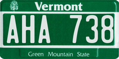 VT license plate AHA738