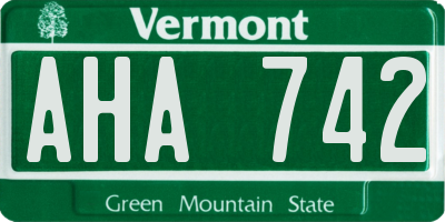VT license plate AHA742