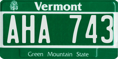 VT license plate AHA743