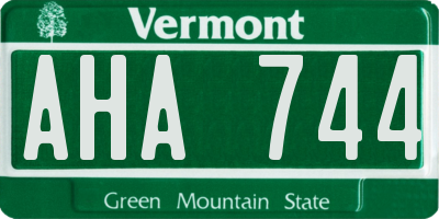 VT license plate AHA744