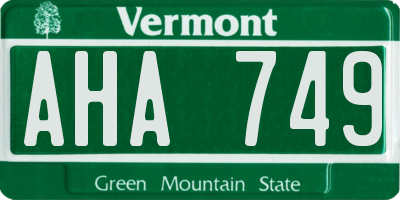 VT license plate AHA749