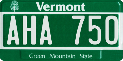 VT license plate AHA750