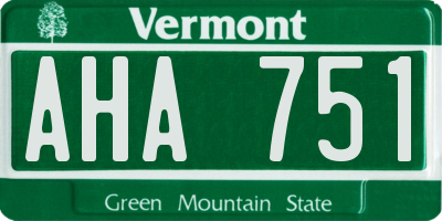 VT license plate AHA751