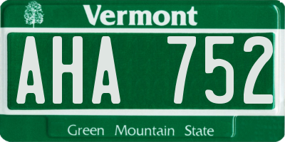 VT license plate AHA752
