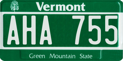 VT license plate AHA755