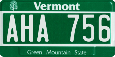 VT license plate AHA756