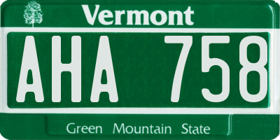 VT license plate AHA758
