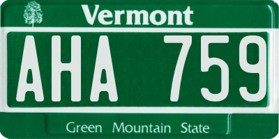 VT license plate AHA759