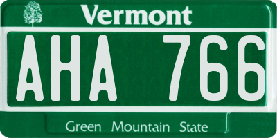 VT license plate AHA766