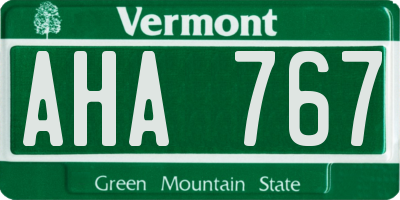 VT license plate AHA767