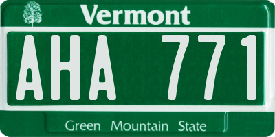 VT license plate AHA771