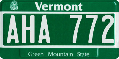 VT license plate AHA772