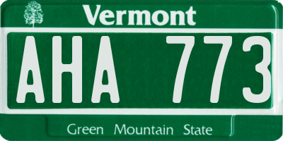 VT license plate AHA773