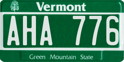 VT license plate AHA776