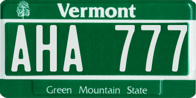VT license plate AHA777