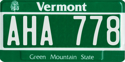 VT license plate AHA778