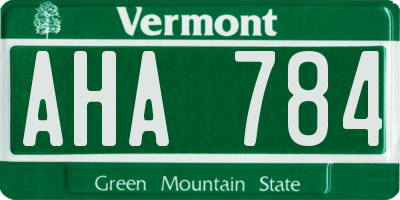 VT license plate AHA784