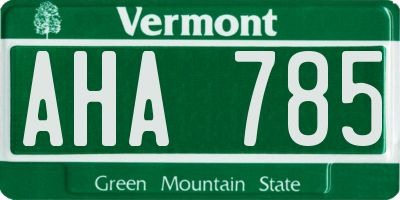 VT license plate AHA785