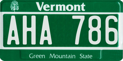 VT license plate AHA786