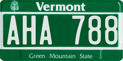 VT license plate AHA788