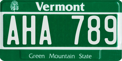 VT license plate AHA789