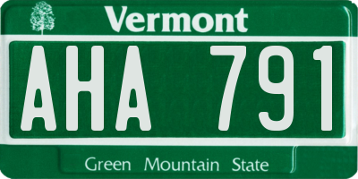 VT license plate AHA791