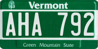 VT license plate AHA792