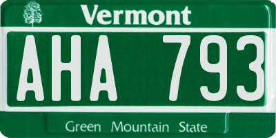 VT license plate AHA793
