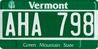 VT license plate AHA798