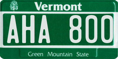 VT license plate AHA800