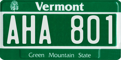 VT license plate AHA801