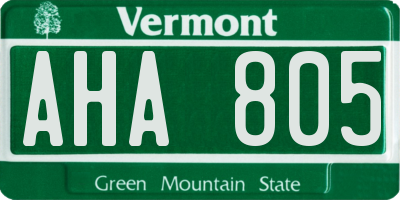 VT license plate AHA805