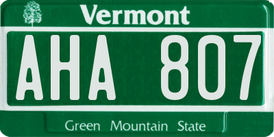 VT license plate AHA807