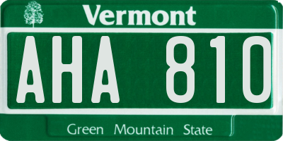 VT license plate AHA810