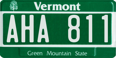 VT license plate AHA811