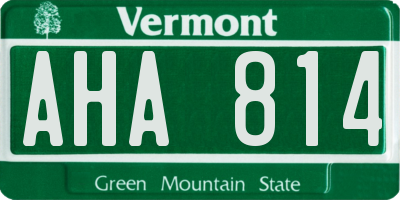 VT license plate AHA814