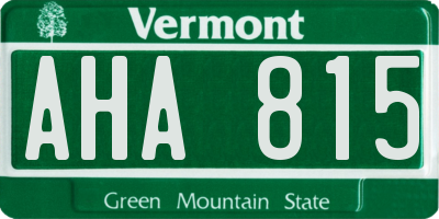 VT license plate AHA815