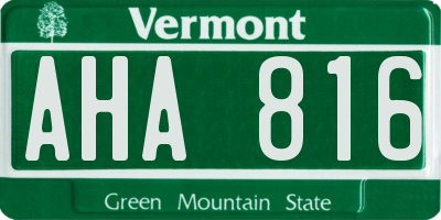 VT license plate AHA816