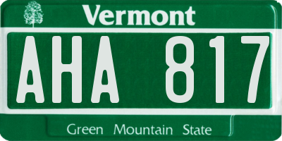 VT license plate AHA817