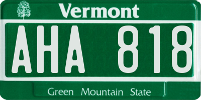 VT license plate AHA818