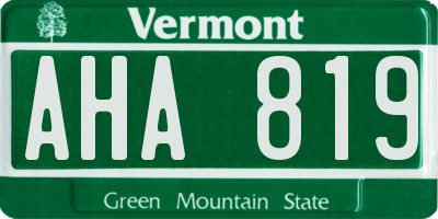 VT license plate AHA819