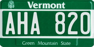 VT license plate AHA820