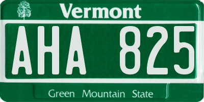 VT license plate AHA825