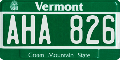 VT license plate AHA826